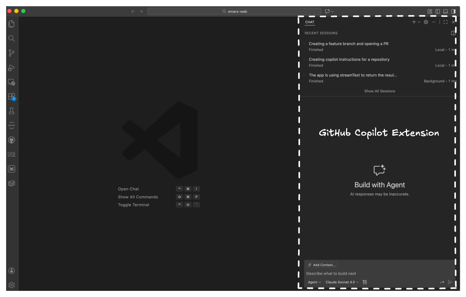GithHub Copilot extension loaded in VS Code